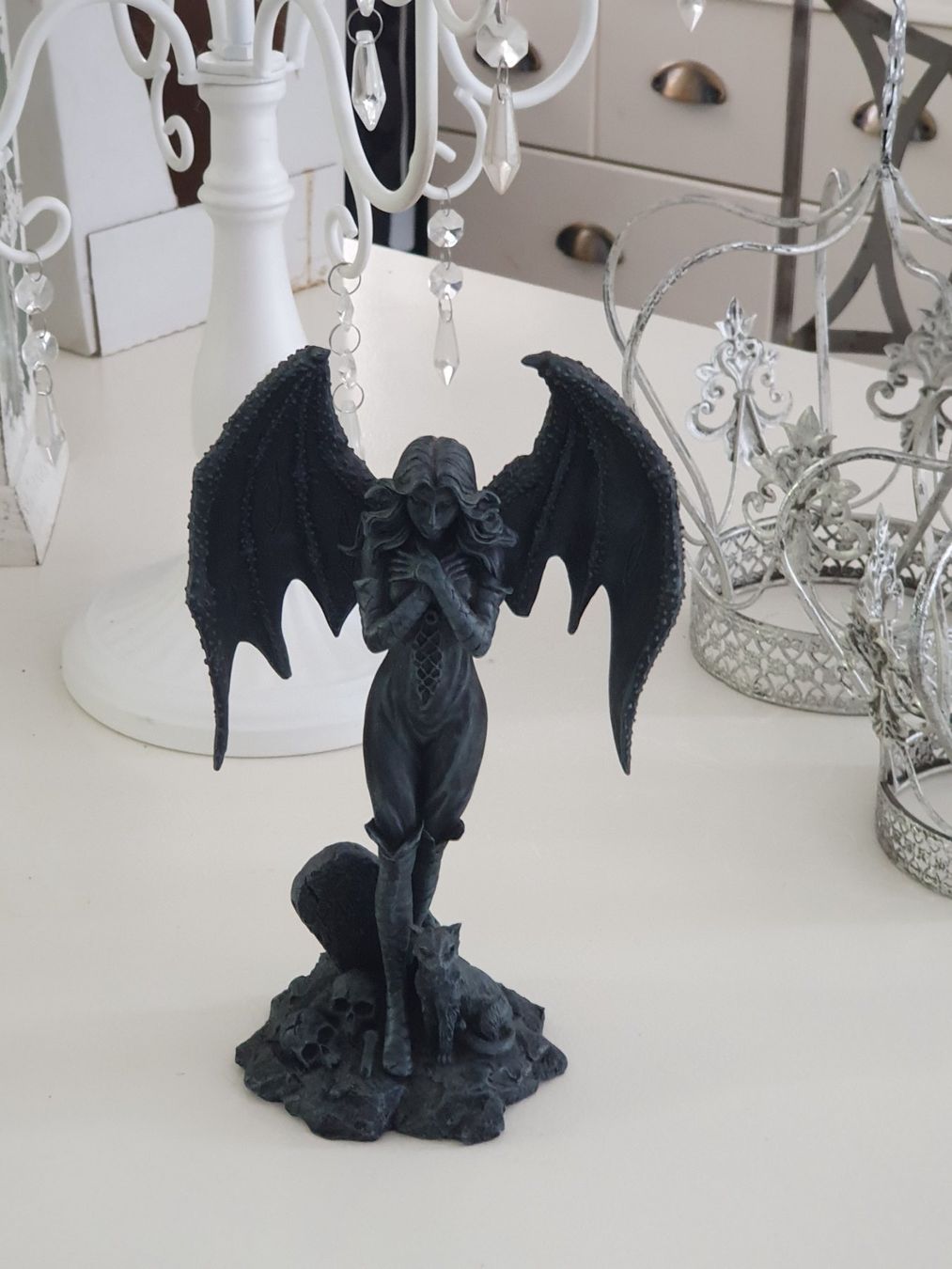 Figuren: Gothic Engel m. Katze 22 cm × 13 cm – Gebraucht aus Münsingen von BlackTears-3 2