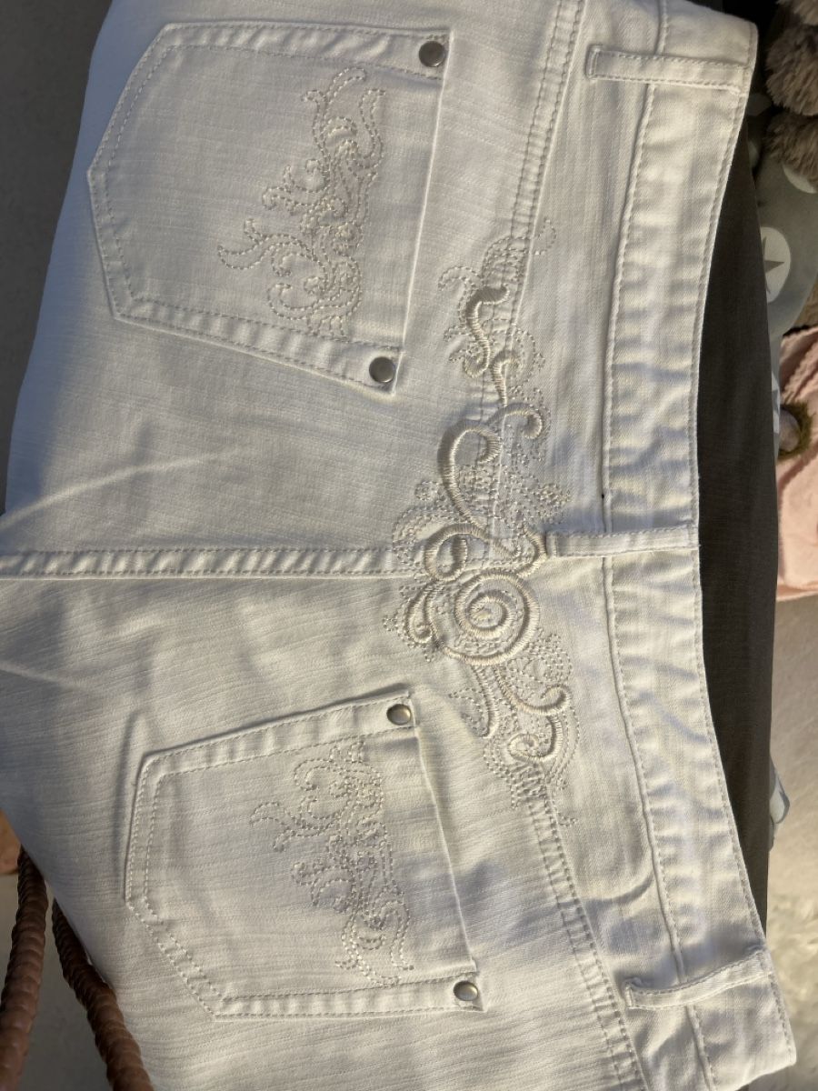 Pantaloni: Jeans Hose, weiss mit Muster, Gr. 42 – Nuovo (secondo la descrizione) da Langwiesen venduto da Cattii 3