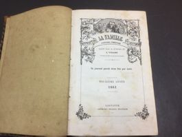 Antikes Buch: "La Famille" Journal 1861 Lausanne!