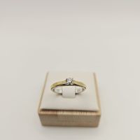 Gold Ring Brillant 14KT Bicolor 585 Gold 0.10 ct  Gr 55