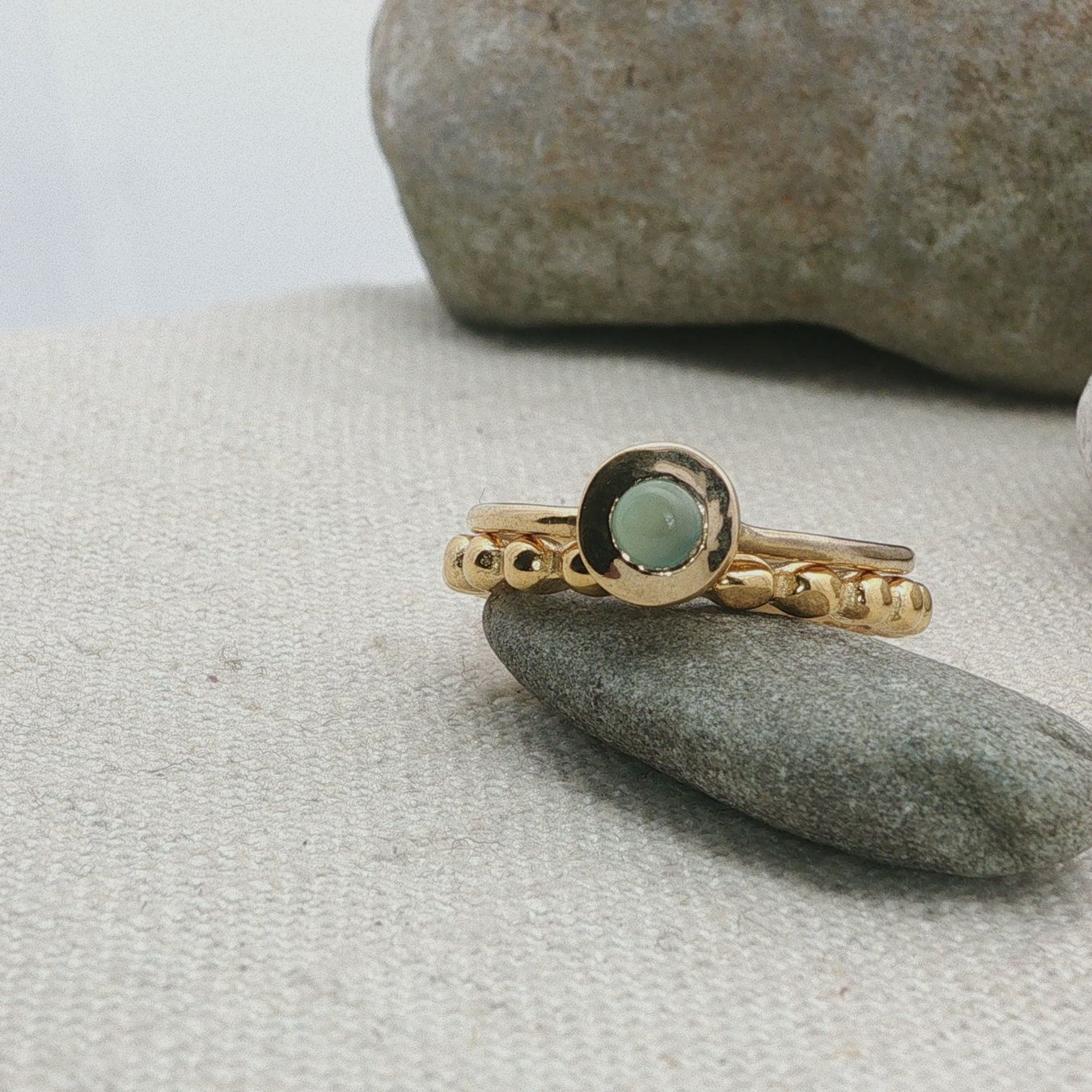 Olga Ribler Anelli: Edelstahl & Silber Prehnite Ring SET Ringgrösse 60 – Nuovo (secondo la descrizione) da Luzern venduto da Schmuckoutlet 3