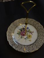 Etagere Porzellan Blumenmuster Goldrand gebrauchter Zustand