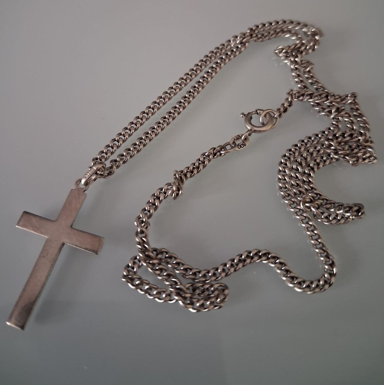 Catenine: Kette mit Kreuz, Silber 800er – Usato da Winterthur venduto da mar_jwg7 2