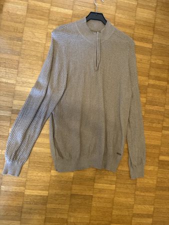 Herren Pullover Gr. M – beige – Strukturstrick mit Reissvers