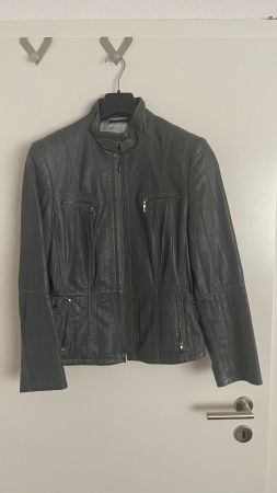 Lederjacke Grau