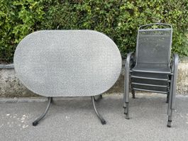Gartentisch klappbar inkl. 4 Metallstühlen