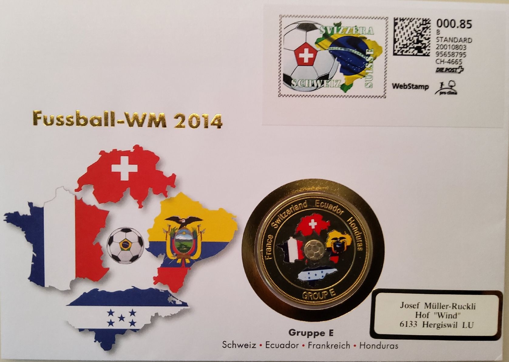 Toutes les monnaies: Fussball WM 2014 - 1 Münzbrief - Gruppe E – D'occasion à Buchrain par mue_kru