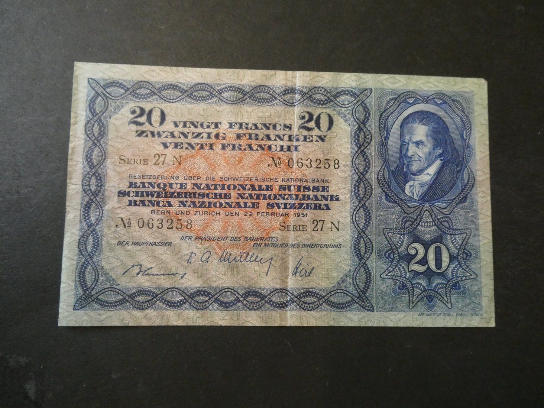 Banconote: Schweiz 1951, 20 Franken – Usato da Hinterforst venduto da rohusri