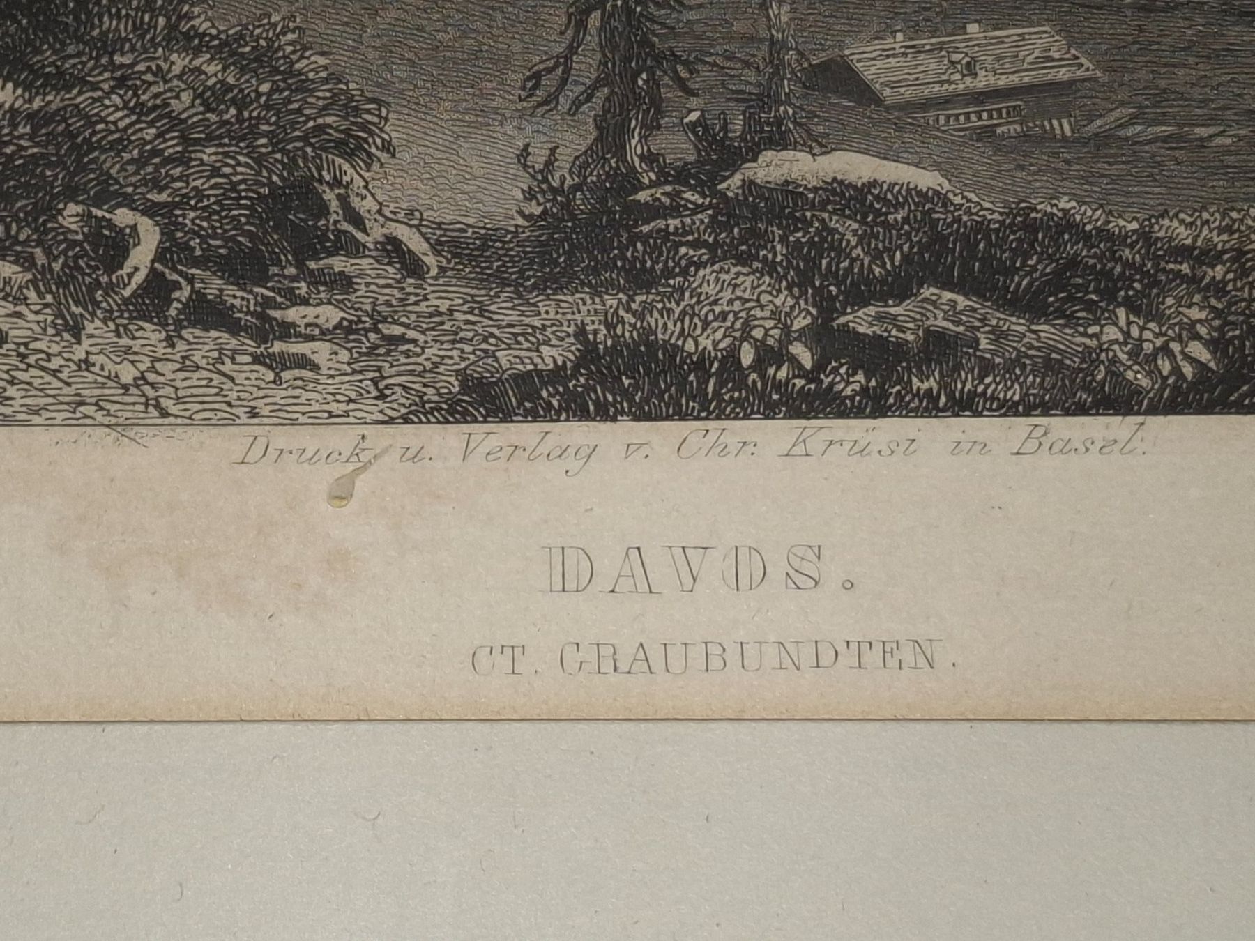 Stiche: Originaler alter Stich von Davos, um ca. 1865, . 38 x 33 cm – Gebraucht aus Meilen von Anfield1 3