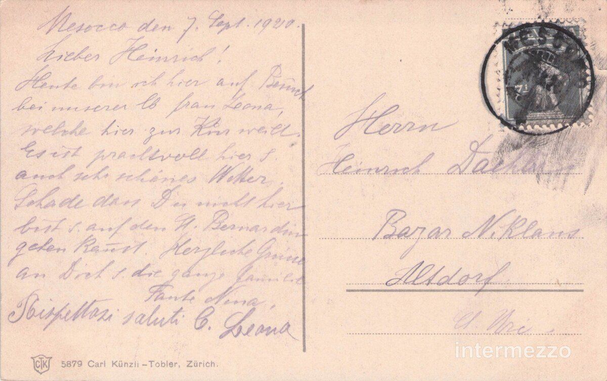 Cartoline postali: San Bernardino GR // 1920 Altezza 1626 m – Usato da Basel venduto da intermezzo12 1
