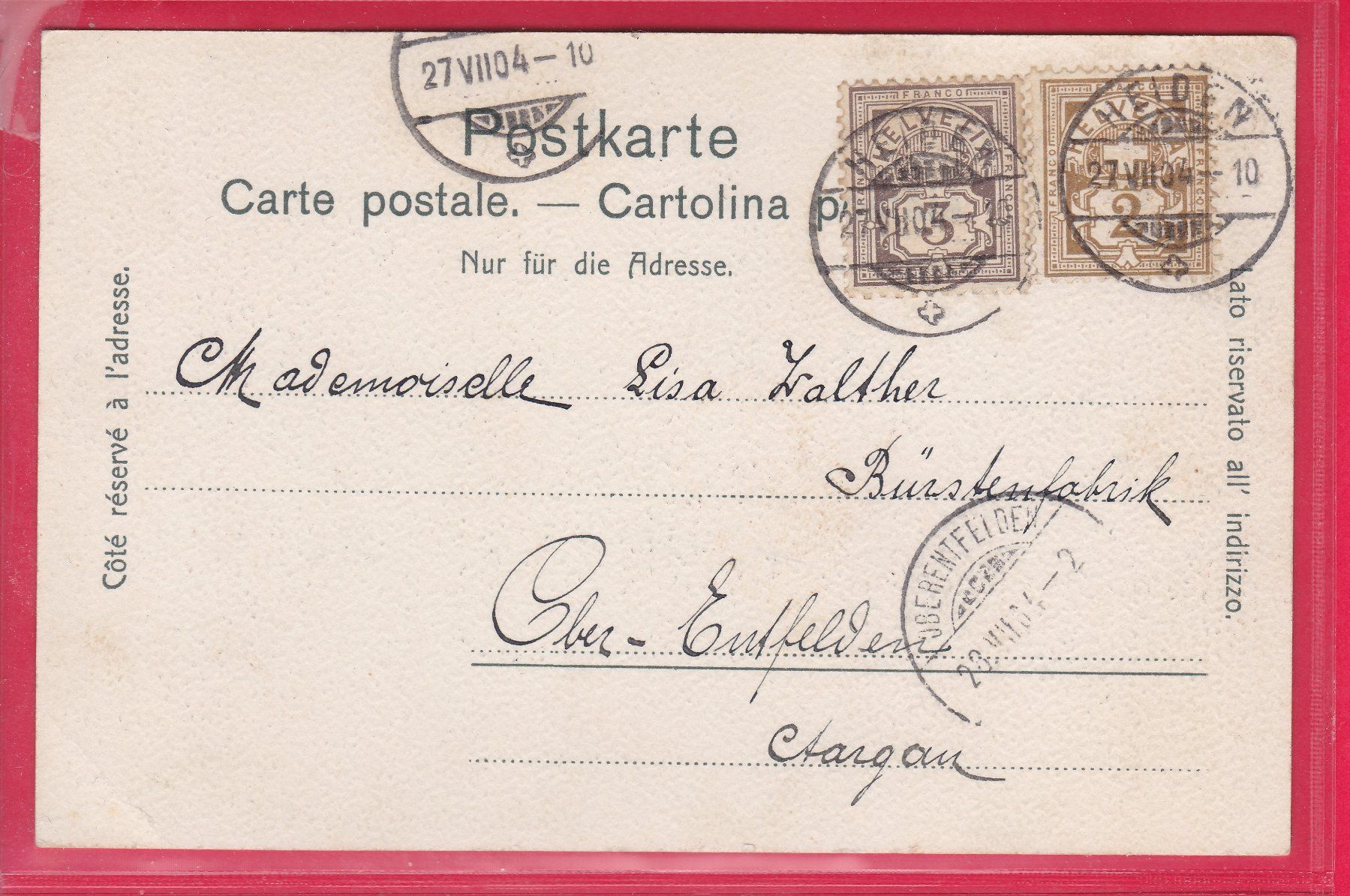 Cartoline postali: HEIDEN, WALDPARK, 27.7.1904 – Usato da Oberrieden venduto da Gebirgsstelze 1