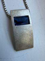 Silberkette 925 mit blauem Stein, Anhänger mit Kette