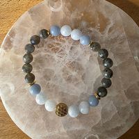 Bracelet Angélique, Calcite Bleue et Labradorite, 15cm