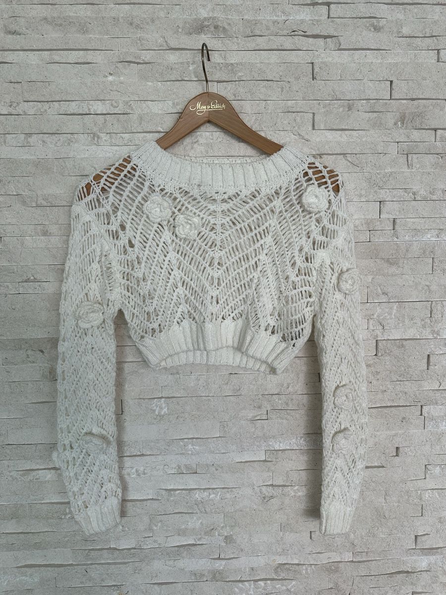 Zara Pullover & Sweatshirts: Zara Strickpullover Grobstrick weiss Gr. S cropped – Gebraucht aus Meilen von ninifee20 1
