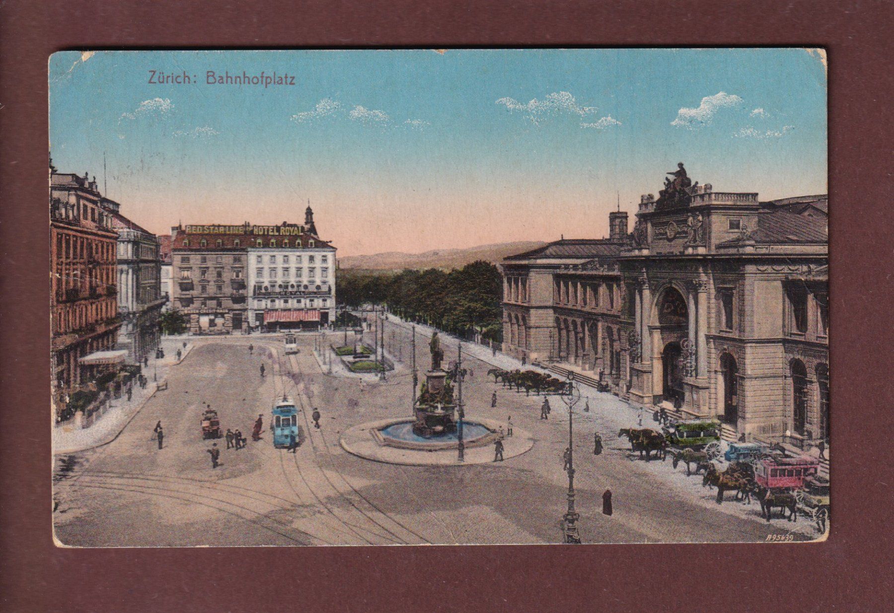Cartoline postali: ZÜRICH - Bahnhofplatz - 1912 // Eckbug // – Usato da Pully venduto da nicecards