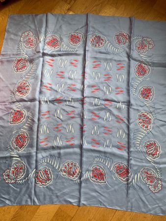 Seidenfoulard hellblau mit Paisley vintage 90 x 90 cm