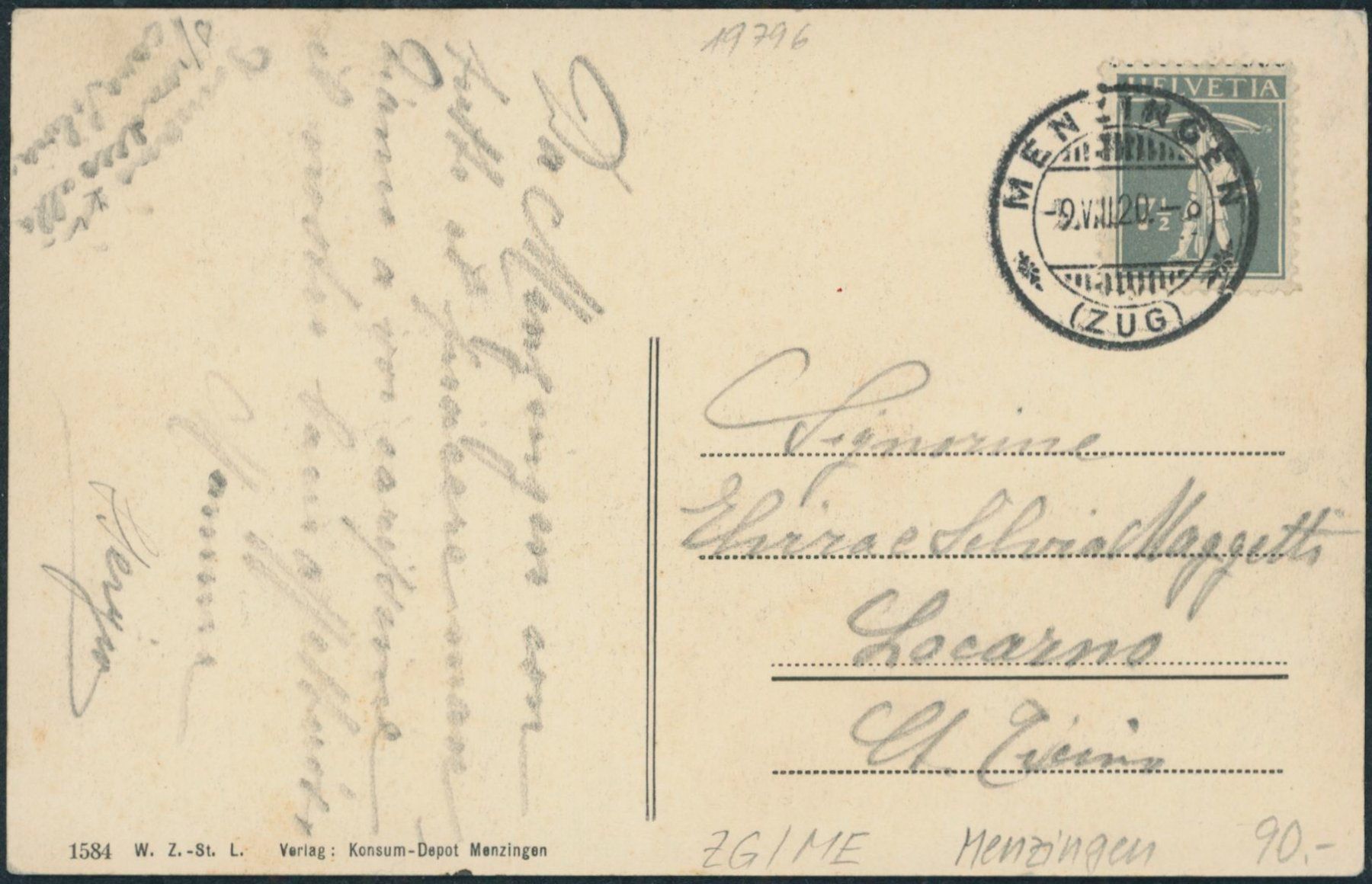 Cartoline postali: ZG Menzingen – Usato da Schindellegi venduto da dormay 1