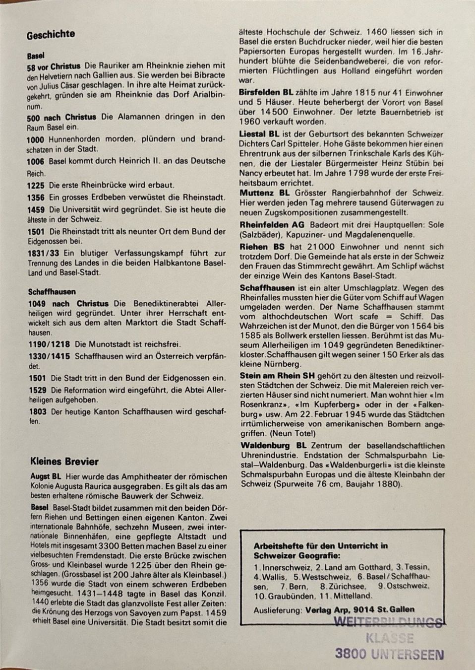 Libri: Kaiser Ernst, Basel-Schaffhausen - Heft 6 – Usato da Sarnen venduto da Livres 5