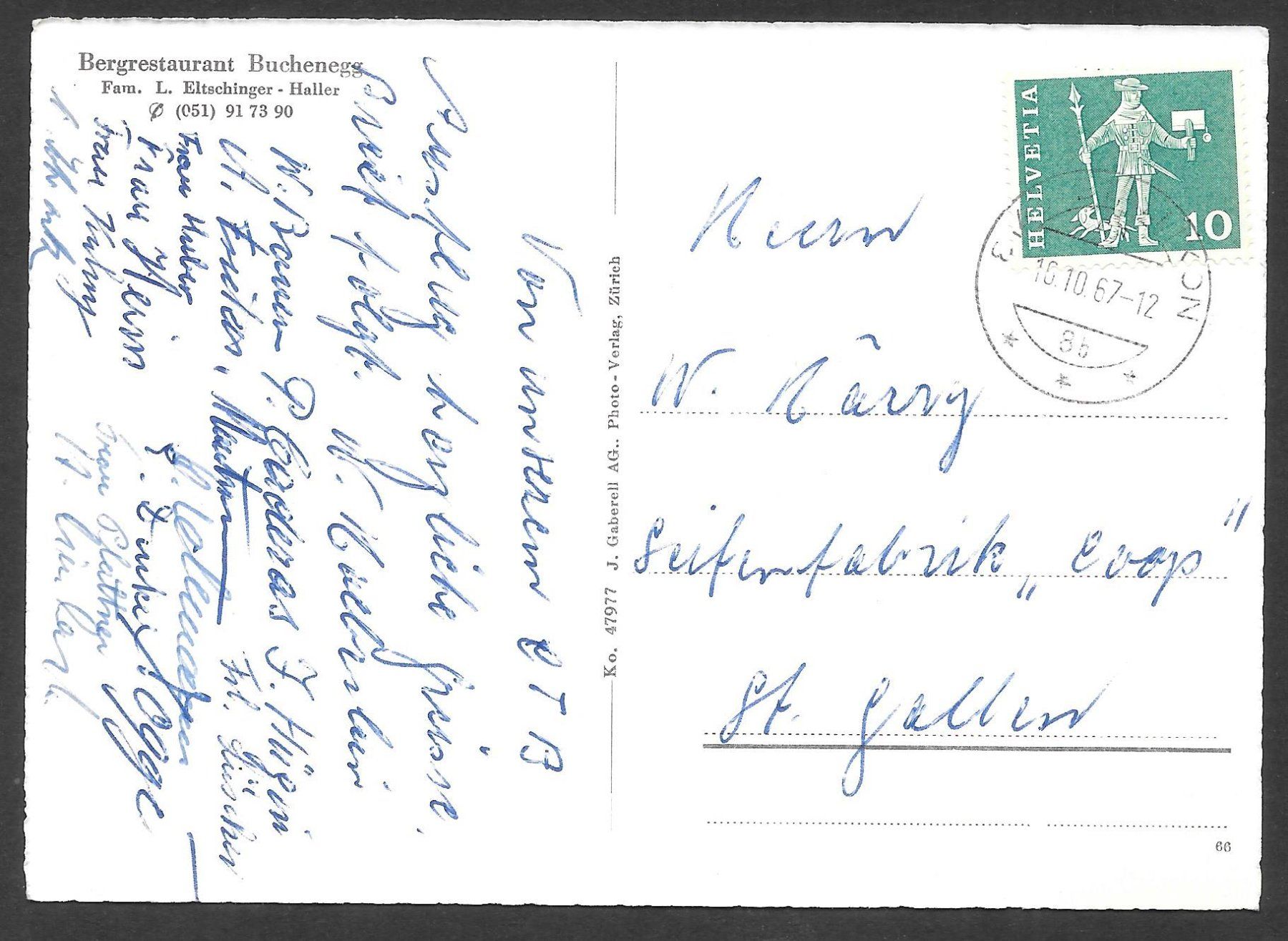 Cartoline postali: Stallikon Restaurant Buchenegg – Usato da Olten venduto da clotaldi 1