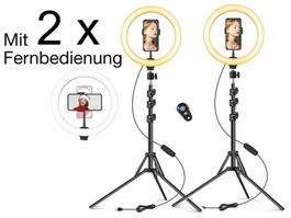 2 Stück JJC ZB-5 LED VLog Ringlicht-Kit Stativ Fernbedienung