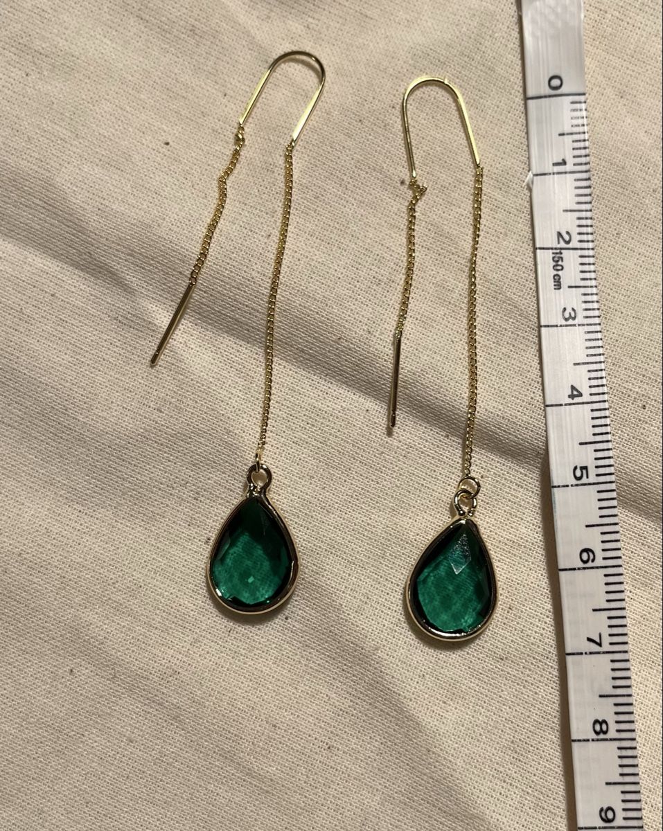 Orecchini pendenti & Orecchini a lobo: Boucles plaqué or et cabochon vert émeraude en verre – Nuovo e nell'imballaggio originale da Genève venduto da ct_fqr8 1
