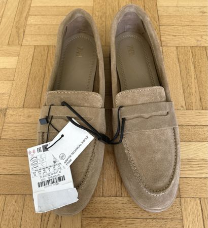 NEW ZARA CLASSIC LEATHER LOAFERS 38