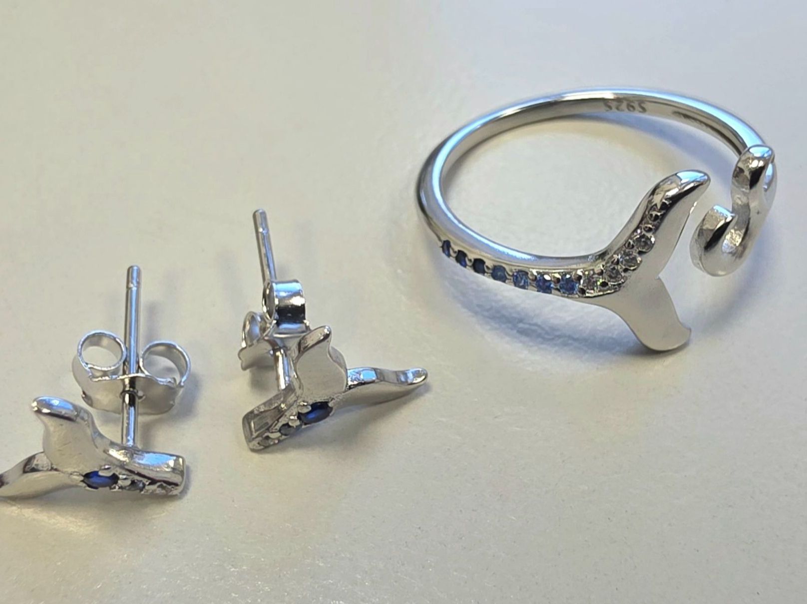 Anelli: Set Ring mit Ohrstecker Delfin Silber 925 – Nuovo (secondo la descrizione) da Madetswil venduto da triforuz