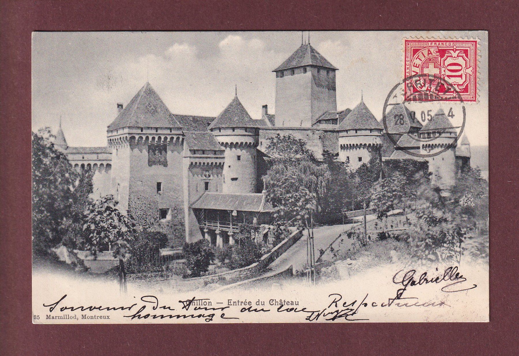 Ansichtskarten: Château de CHILLON - Entrée - 1905 – Gebraucht aus Pully von nicecards