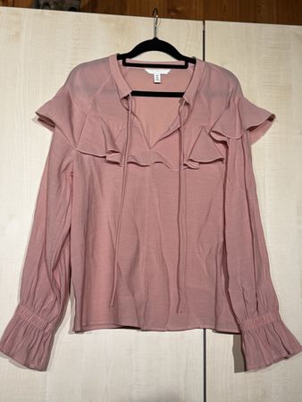 H&M Bluse, Gr. S, Rosa mit Rüschen