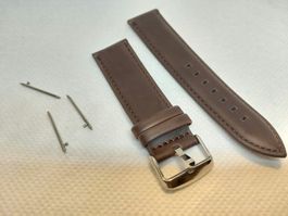 Leder-Uhrenarmband 20mm / Bracelet cuir Marron Chocolat 20mm