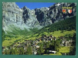 Leukerbad, Dorfansicht mit Gemmipass, ungelaufen,Grossformat