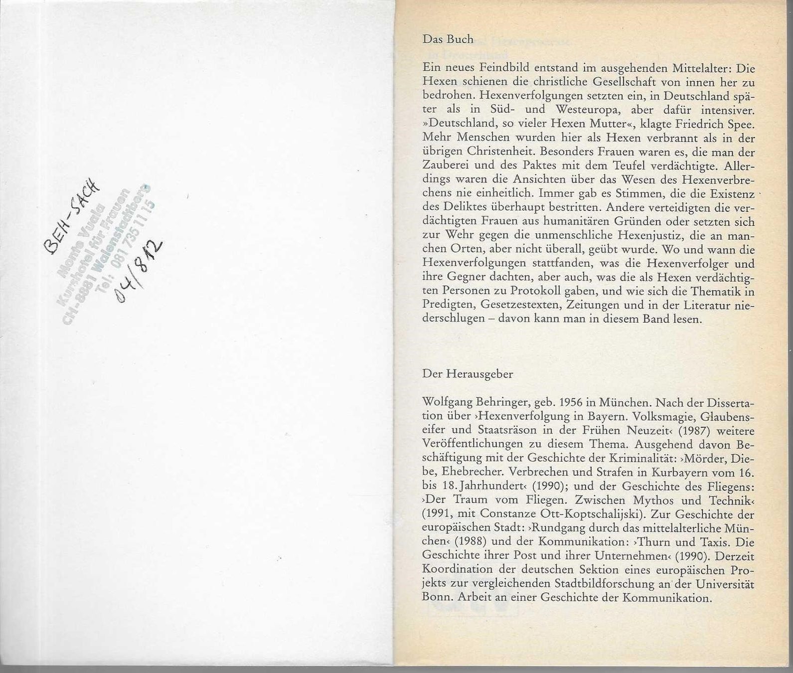 Libri: Hexen und Hexenprozesse - Wolfgang Behringer – Usato da Flims - Dorf venduto da Stagediver 3