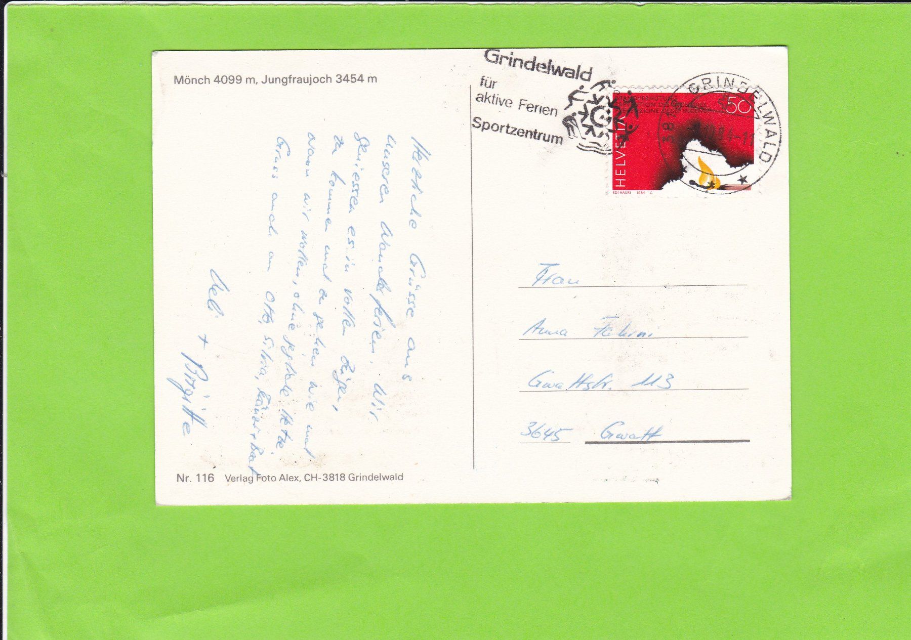 Cartoline postali: Mönch-Jungfraujoch – Usato da St. Peterzell venduto da neckertal 1
