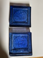Glas Untersetzer massiv, blau, 2 Stück