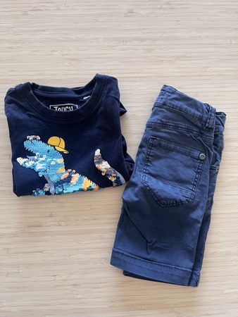 Ensemble d'été garçon taille 80, t-shirt dinosaure paillette