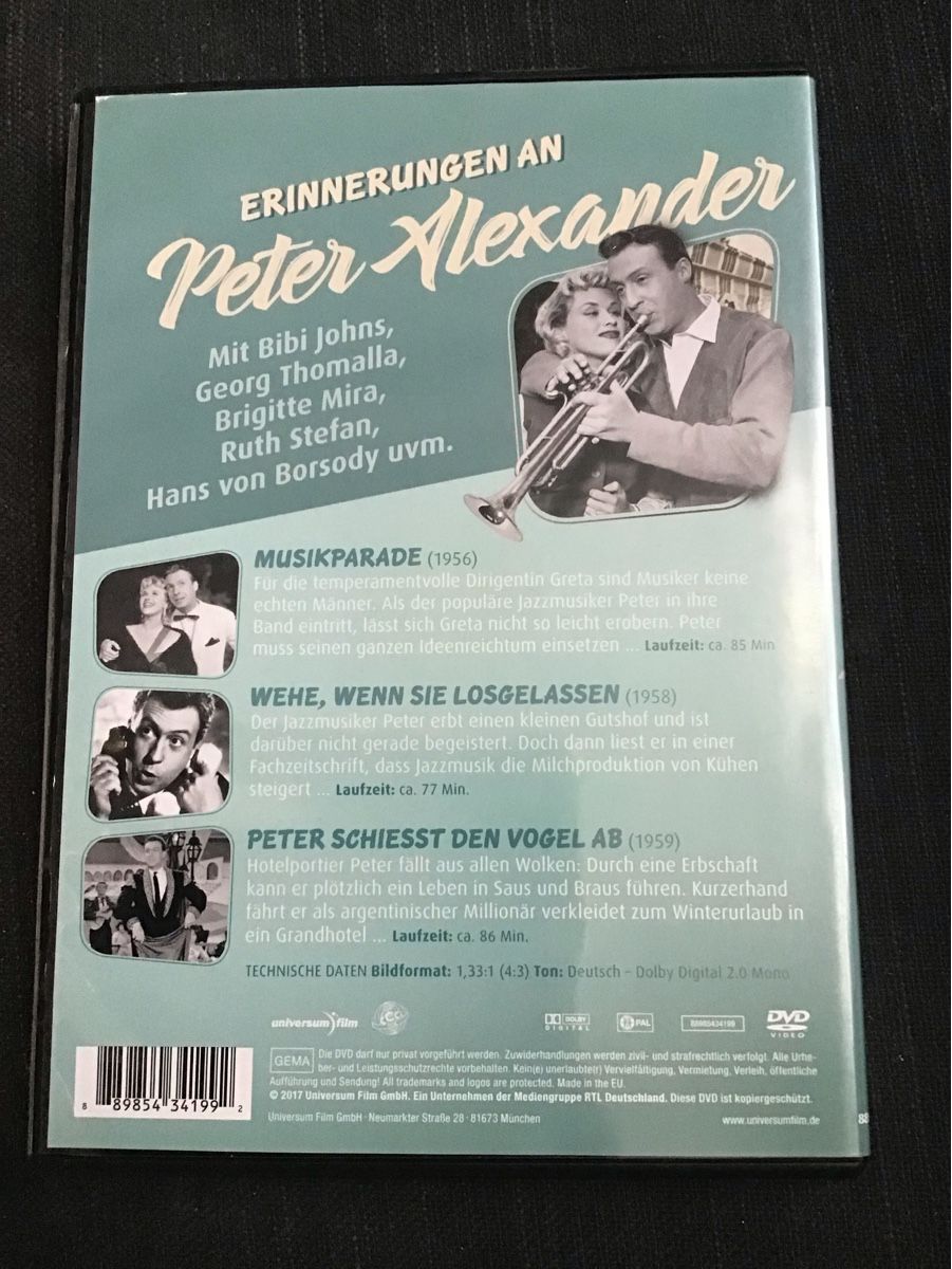 Tutti i DVDs: Erinnerungen an Peter Alexander, Musikparade, 3 DVDs – Usato da Bischofszell venduto da 19bischi67 1