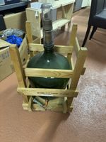 Grosser Glasballon 25 Liter in Holzkiste mit Hahn