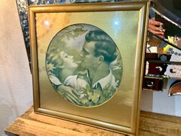 ART DECO DRUCKBILD IN HOLZRAHMEN FRANKREICH UM 1930, 33x33CM