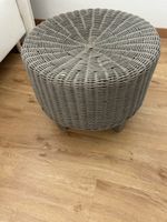 2 Lounghocker Polyrattan Grau für Balkon & Garten Sommer-