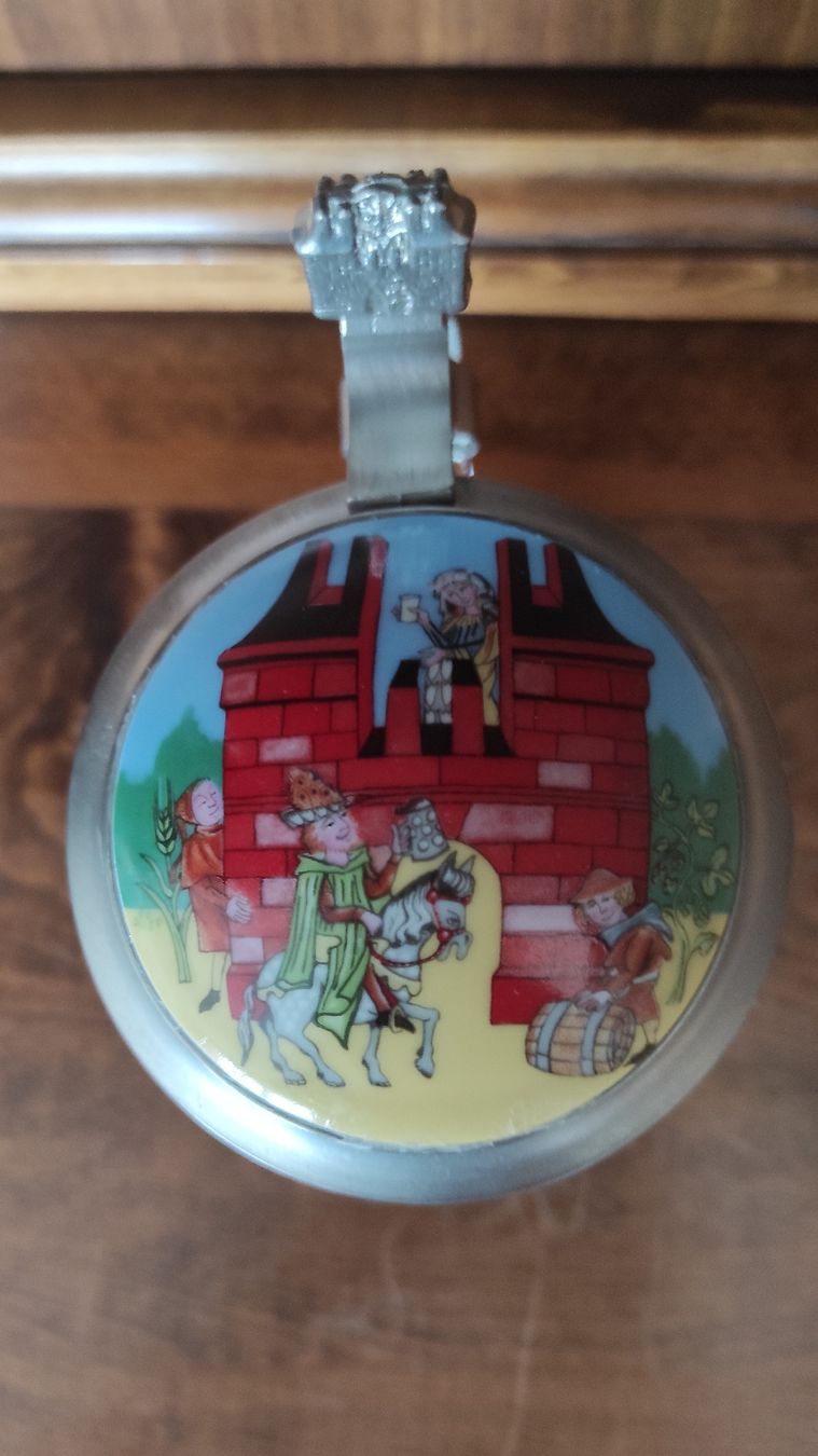 Feldschlösschen Bicchieri: Feldschlösschen Bierkrug aus Glas mit Zinndeckel – Usato da Kreuzlingen venduto da Dennis2004 3