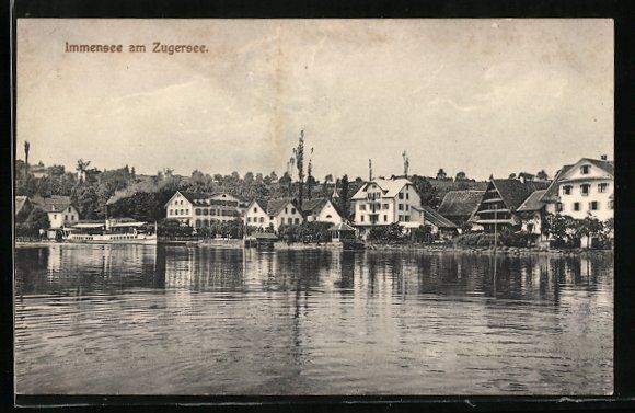 Ansichtskarten: Immensee am Zugersee, Dampfer vor Hotel  – Gebraucht aus Berlin von bartko-reher