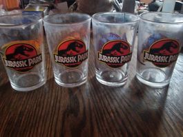 4 orginal Jurassic Park Trinkgläser aus dem Jahr 1992