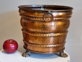 Alte Kupfer Jardiniere Tatzenfüsse Vintage