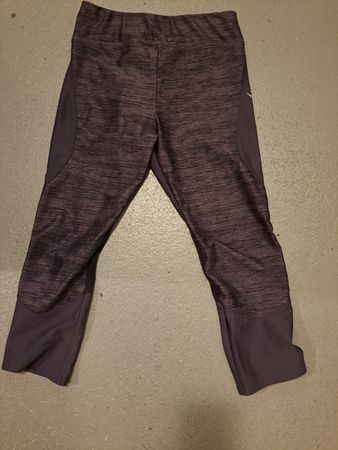 Sport-Leggings Mädchen 10-11 Jahre, 3/4, schwarz grau
