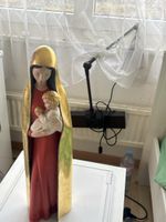 Marienstatue mit Kind Holz bemalt (2I3)