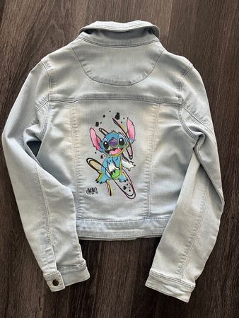 Veste en Jeans ORCHESTRA customisé STITCH pièce unique t.140