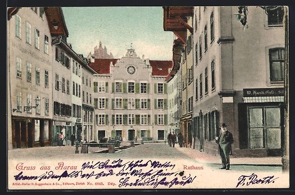 Cartoline postali: Aarau, Rathaus, Frontansicht mit Gesch – Usato da Berlin venduto da bartko-reher