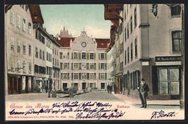 Aarau, Rathaus, Frontansicht mit Gesch