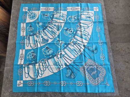 Original Hermes Seidentuch blau 90x90 cm