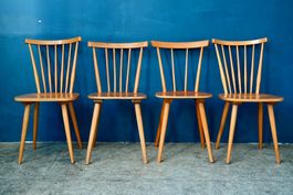 4 chaises bistrot scandinave bois blond vintage
